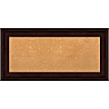 Amanti Art Rectangular Non-Magnetic Cork Bulletin Board, Natural, 35” x 17”, Coffee Bean Brown Plastic Frame