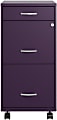 Realspace® SOHO Organizer 18"D Vertical 3-Drawer Mobile File Cabinet, Purple