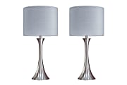 LumiSource Lenuxe Contemporary Table Lamps, 24-1/4”H, Gray & Silver Shade/Polished Nickel Base, Set Of 2 Lamps 1 thumbnail image