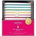 Simplified by Emily Ley System Happy Stripe 2022 Weekly Monthly Organizer Gift Set, Desk Size, 5 1/2" x 8 1/2", January to December 2022