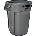 Rubbermaid Commercial Brute 32-Gallon Vented Containers - 32 gal Capacity - Round -  - 27.3" Height x 21.9" Diameter - Plastic - Gray - 6 / Carton