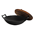 Gibson General Store Addlestone 2-Piece Heavy-Duty Cast-Iron Wok With Wood Lid, 14", Black 1 thumbnail image