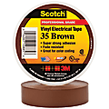 3M™ 35 Color-Coded Vinyl Electrical Tape, 1.5" Core, 0.75" x 66', Brown, Pack Of 100