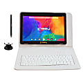 Linsay F10IPS Tablet, 10.1" Screen, 2GB Memory, 64GB Storage, Android 13, White Crocodile Keyboard