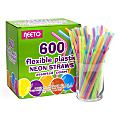 Neeto Flexible Plastic Neon Straws, Assorted Colors, Pack Of 600 Straws 1 thumbnail image