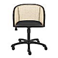 Eurostyle Elsy Adjustable Velvet Low-Back Office Task Chair With Cane Back, Black