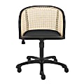 Eurostyle Elsy Adjustable Velvet Low-Back Office Task Chair With Cane Back, Black 1 thumbnail image