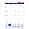 Brownline Ruled Block Monthly Wall Calendar - Julian Dates - Monthly - 1 Year - January 2022 till December 2022 - 1 Month Single Page Layout - 12" x 17" Sheet Size - Twin Wire - White - 1 / Each