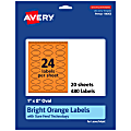 Avery® Print-To-The-Edge Labels With Sure Feed® Technology And Easy Peel® Label Feature, 94053-BOP20, Oval, 1" x 2", Matte Bright Orange, Pack of 480 1 thumbnail image