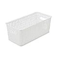 Realspace® Plastic Weave Bookshelf Bin, Small Size, White 1 thumbnail image