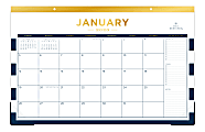 Day Designer Monthly Desk Pad, 17" x 11", Navy Stripe, January To December 2020, 103628