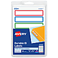 Avery® Durable Water-Resistant Labels, 41440, Rectangle, 5/8" x 3-1/2", White With Assorted Border Colors (Blue, Green, Red), Pack Of 35 1 thumbnail image