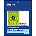 Avery® Printable Labels With Sure Feed® Technology, 94749-BGP80, Barbell, 1/2" x 2-1/2", Matte Bright Green, Pack of 3600 1 thumbnail image