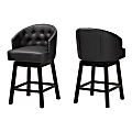 Baxton Studio Theron Faux Leather Swivel Counter-Height Stools With Backs, Black/Espresso Brown, Set Of 2 Stools