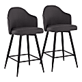 LumiSource Ahoy Fabric Counter Stools, Charcoal/Black, Set Of 2 Stools 1 thumbnail image