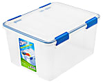 Ziploc® Weathertight® Plastic Storage Container With Built-In Handles And Snap Lid, 44 Quarts, 11" x 15 4/5" x 19 7/10", Clear