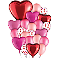 Amscan Valentine’s Day Foil And Latex Balloon Bouquet, Heart/Round, 11” To 22”, Red/Pink/White, Pack Of 22 Balloons