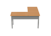 Linea Italia, Inc L-Shaped Corner Desk, 60"W, Maple/Gray