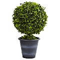 Nearly Natural 23"H Plastic Boxwood Ball Topiary With Planter, Green 1 thumbnail image