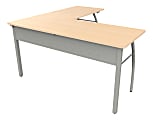 Linea Italia, Inc L-Shaped Corner Desk, 60"W, Oatmeal/Gray