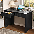 Bestier 40"W Fluted Computer Desk with 2 Drawers, Black, Total Qty 1 1 thumbnail image