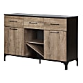 South Shore Valet Buffet 57"W With Wine Storage, Weathered Oak/Ebony