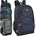 Trailmaker Dual Compartment Bungee Backpacks, Assorted Colors, Pack Of 24 Backpacks