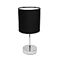 Simple Designs Mini Basic Table Lamp with Fabric Shade, 11"H, Black/Chrome