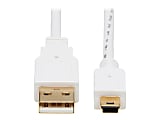 Tripp Lite Safe-IT USB-A to USB Mini-B Antibacterial Cable M/M, USB 2.0, White, 6 ft. - First End: 1 x Type A Male USB - Second End: 1 x 5-pin Type B Male Mini USB - 480 Mbit/s - Shielding - 28 AWG - White