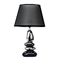 Elegant Designs Metallic Stacked Stone Ceramic Table Lamp, 21 1/2"H, Black Shade/Blue Base