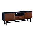 SEI Furniture Blynn Media Console For 61"W Flat-Screen TVs, 22"H x 63"W x 15"D, Black/Whiskey Maple