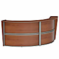 Linea Italia 124"W Curved Modern Reception Computer Desk, Cherry