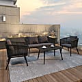 Flash Furniture Kierra 4-Piece All-Weather Woven Conversation Set With Metal Coffee Table, Black/Gray 1 thumbnail image