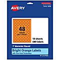 Avery® Print-To-The-Edge Labels With Sure Feed® Technology And Easy Peel® Label Feature, 94500-BOP10, Round, 1", Matte Bright Orange, Pack of 480 1 thumbnail image