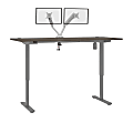 Bestar Upstand Electric 72"W Standing Desk With Dual Monitor Arm, Bark Gray
