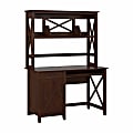 Bush® Furniture Key West 48"W Small Computer Desk With Hutch, Bing Cherry, Standard Delivery