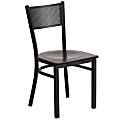Flash Furniture Grid Back Metal Restaurant Chair, Walnut/Black