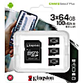 Kingston Canvas Select Plus 64 GB Class 10/UHS-I (U1) microSDXC - 3 Pack - 100 MB/s Read - Lifetime Warranty 1 thumbnail image