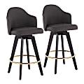 LumiSource Ahoy Fabric Counter Stools, Black/Charcoal, Set Of 2 Stools