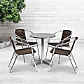 Flash Furniture Lila 5-Piece 23-1/2" Round Aluminum Indoor/Outdoor Table Set With Rattan Chairs, Dark Brown 1 thumbnail image