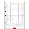 Office Depot® Brand Monthly Wall Calendar, 8" x 11", 30% Recycled, Black/Red, January to December 2017 1 thumbnail image