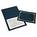 SKILCRAFT® Certificate/Document Cover, 8 1/2" x 11", 8" x 10", A4, Blue/Gold, Pack Of 5 (AbilityOne 7510-01-519-5771)