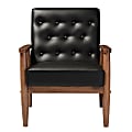 Baxton Studio Noel Lounge Chair, Black/Dark Walnut