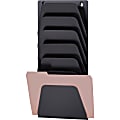 OIC 7 Compartment Wall File Holder - 7 Compartment(s) - 22.4" Height x 9.5" Width x 2.9" Depth - Wall Mountable - Black - Plastic - 7 / Each