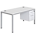 Boss Office Products Simple System Workstation Desk With Pedestal, 60" x 24", White