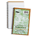 TOPS® Second Nature Top-Bound Memo Book, 5" x 8", 1 Subject, Narrow Rule, 40 Sheets 100% Recycled, White