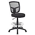 Boss Office Products Contract Mesh Armless Drafting Stool With Back, Black 1 thumbnail image