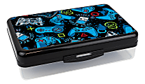 Office Depot® Brand Plastic Pencil Box, 2-1/4"H x 8-11/16"W x 5-1/8"D, Clear/Black, Games, Total Quantity 1 1 thumbnail image