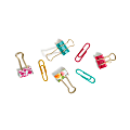 U Brands Painted Florals Office Clip Set, Assorted Colors, Pack Of 80 Clips