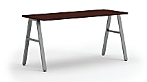HON® Mod 60"W Table Computer Desk With A-Leg Base, Traditional Mahogany/Silver 1 thumbnail image